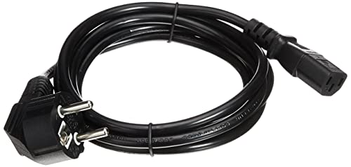 PremiumCord 230 V 2 m Netzkabel, abgewinkelter Erdungskontakt auf C13-Stecker, 3-polige IEC C13-PC-Stromversorgung, schwarz von PremiumCord