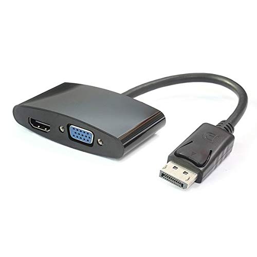 PremiumCord Adapter DisplayPort auf HDMI + VGA, Video 4K @ 30Hz UHD 2160p (über HDMI), Full HD 1080p 60Hz, Länge: 20cm, schwarz von PremiumCord