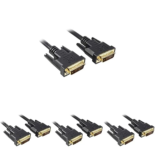 PremiumCord DVI Verbindungskabel - 2m, Dual-Link, DVI-D (24 + 1) Stecker auf Stecker, Digital, Full HD 1080P, max. Auflösung: 2560 x 1600 Pixel 60Hz, Farbe schwarz (Packung mit 4) von PremiumCord