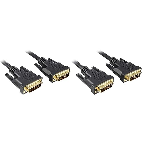 PremiumCord DVI Verbindungskabel - 3m, Dual-Link, DVI-D (24 + 1) Stecker auf Stecker, Digital, Full HD 1080P, max. Auflösung: 2560 x 1600 Pixel 60Hz, Farbe schwarz (Packung mit 2) von PremiumCord