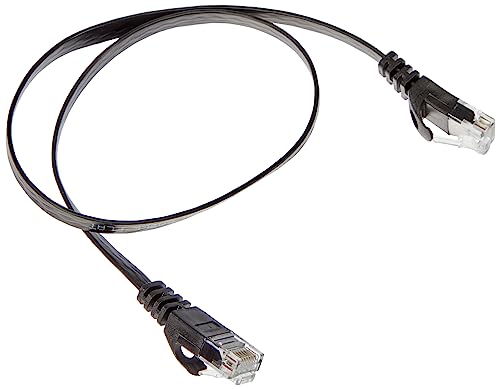 PremiumCord Flaches Netzwerkkabel, Ethernet, LAN & Patch Kabel Cat6, UTP, Schnell flexibel & Robust RJ45 Kabel 1Gbit/S, AWG30/7, Kupferkabel 100% Cu, Schwarz, 0,5m von PremiumCord