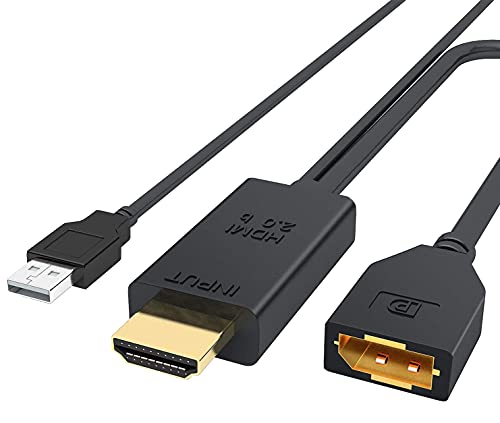 PremiumCord HDMI 2.0 zu DisplayPort 1.2 Adapter, Auflösung 4K@60Hz 2160p Full HD 1080p, 3D, Farbe schwarz, Länge 25cm von PremiumCord