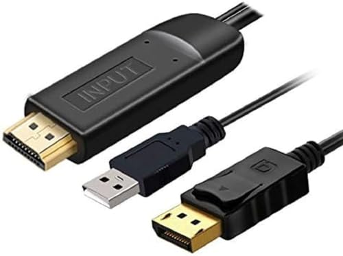 PremiumCord HDMI 2.0 zu DisplayPort 1.2 Kabel, Auflösung 4K@60Hz 2160p Full HD 1080p, 3D, Farbe schwarz, Kabellänge 2m von PremiumCord