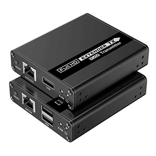 PremiumCord HDMI KVM Extender bis zu 70 m mit USB-Übertragung über Patchkabel Cat6/Cat6A/Cat7, Metallgehäuse, Kompatibel mit Full HD 1080p 60Hz von PremiumCord