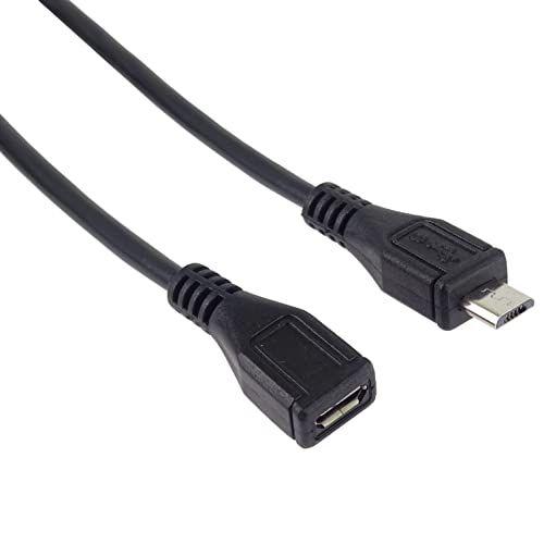 PremiumCord Micro USB Verlängerungskabel 2m, USB Micro B Buchse auf Micro B Stecker, USB 2.0 High Speed Datenkabel, 2x geschirmt, AWG28, Farbe schwarz, Länge 2m von PremiumCord