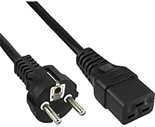 PremiumCord Netzkabel 230V 1,5m, Stromkabel mit Schutzkontakt auf Kaltgerätebuchse C19, IEC 320, PC Netzkabel 3 Polig, 16A, Farbe schwarz von PremiumCord