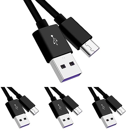 PremiumCord Schnellladekabel USB-C 1m, Superschnellladung 5A, USB 3.1 Typ C Stecker auf USB 2.0 Stecker, Schnelllade- und Datenkabel passend für Typ C Geräte, schwarz, 1m (Packung mit 4) von PremiumCord