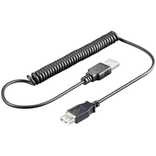 PremiumCord Spirale USB 2.0 Verlängerungskabel 1m, Datenkabel Highspeed bis zu 480Mbit/S, Ladekabel, USB 2.0 Typ A Buchse auf Stecker, 2x geschirmt, Farbe schwarz, Länge 1m PremiumCord Spirale USB 2.0 Verlängerungskabel 1m, Datenkabel Highspeed bis zu 480Mbit/S, Ladekabel, USB 2.0 Typ A Buchse auf Stecker, 2x geschirmt, Farbe schwarz, Länge 1m von PremiumCord