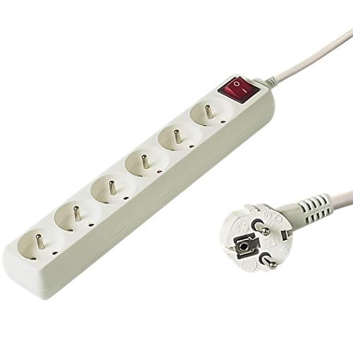 PremiumCord Steckdosenleiste mit Netzschalter 2 m, 6 Steckdosen, 230 V-Verlängerungskabel, 3 um 45° gedrehte französische Steckdosen, hochwertige Steckdosenleiste mit Kindersicherung, Farbe Weiß PremiumCord Steckdosenleiste mit Netzschalter 2 m, 6 Steckdosen, 230 V-Verlängerungskabel, 3 um 45° gedrehte französische Steckdosen, hochwertige Steckdosenleiste mit Kindersicherung, Farbe Weiß von PremiumCord