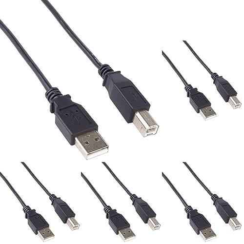 PremiumCord USB 2.0 High Speed Kabel M/M 0,5m, A Stecker auf B Stecker, USB Verbindungskabel für Scanner usw, Doppelt geschirmt, AWG28, Farbe schwarz, Länge 0,5m (Packung mit 5) von PremiumCord