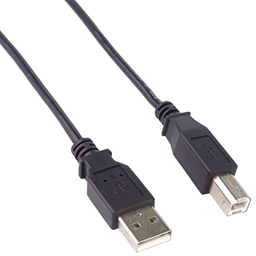 PremiumCord USB 2.0 High Speed Kabel M/M 5m, A Stecker auf B Stecker, USB Verbindungskabel für Scanner usw, Doppelt geschirmt, AWG28, Farbe schwarz, Länge 5m von PremiumCord