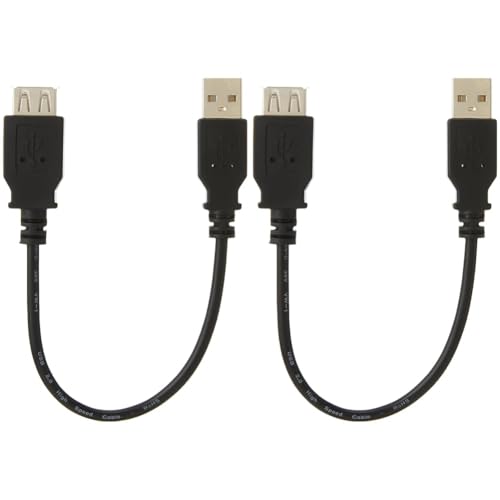 PremiumCord USB 2.0 Verlängerungskabel 20cm, Datenkabel HighSpeed bis zu 480Mbit/s, Ladekabel, USB 2.0 Typ A Buchse auf Stecker, 2x geschirmt, Farbe schwarz, Länge 20cm (Packung mit 2) von PremiumCord