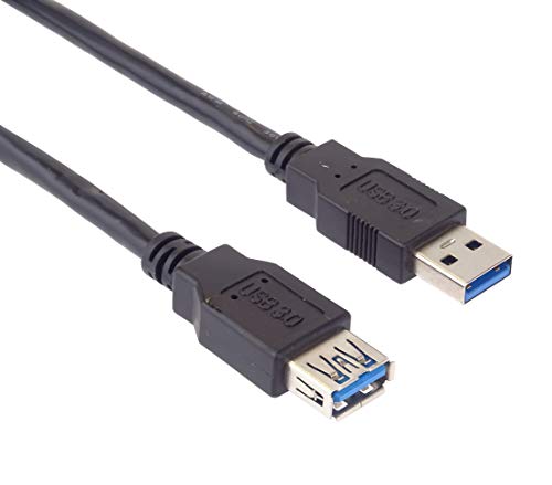 PremiumCord USB 3.0 Verlängerungskabel 0,5 m, SuperSpeed ​​Datenkabel bis 5 Gbit/s, Ladekabel, USB 3.0 Typ A Buchse am Stecker, 9-polig, 3X geschirmt, Farbe schwarz, Länge 0,5 m von PremiumCord