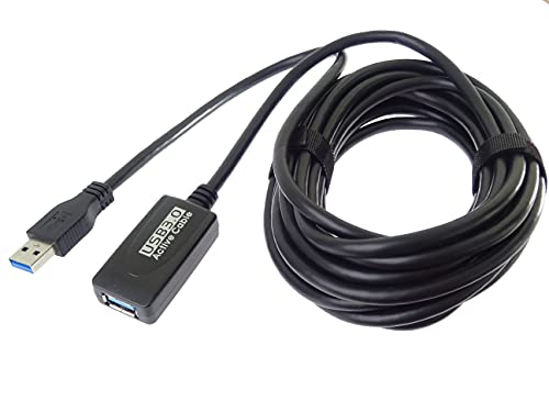 PremiumCord USB 3.0 Verlängerungskabel mit Repeater 5m, Datenkabel SuperSpeed bis zu 5Gbit/s, Ladekabel, USB 3.0 Typ A Buchse auf Stecker, Farbe schwarz, Länge 5m, ku3rep5 von PremiumCord