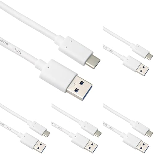 PremiumCord USB-C zu USB 3.0 Verbindungskabel 3m, SuperSpeed ​​Datenkabel bis 10Gbit / S, Anschluss bis 3A, USB 3.1 Generation 2 Typ C Stecker, Farbe Weiß, Länge 1m (Packung mit 5) von PremiumCord