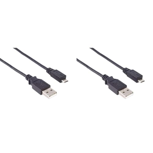 PremiumCord USB - Micro USB Verbindungskabel 5m, USB A Stecker auf Micro B Stecker, USB 2.0 High Speed Datenkabel, 5Pins, 2X geschirmt, AWG28, Farbe Schwarz, Länge 5m (Packung mit 2) von PremiumCord