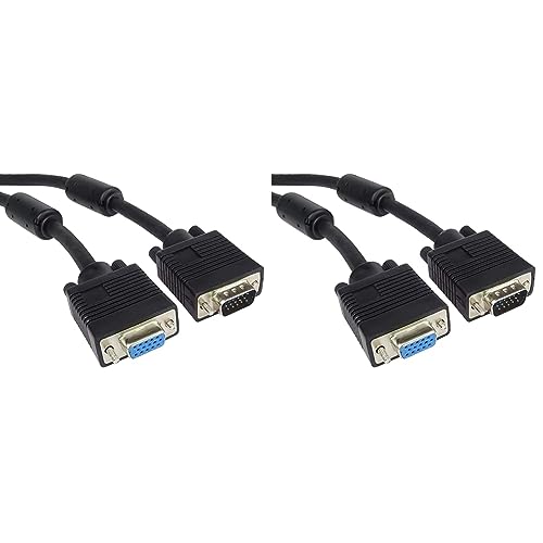 PremiumCord VGA Verlängerungskabel 5 m, M/F, HQ (Koax), SVGA Video Monitor Coaxial Kabel für Full HD 1080p, DDC2, schwarz, kpvc05 (Packung mit 2) von PremiumCord