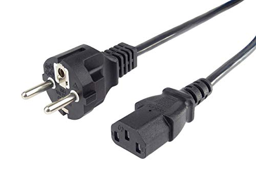 PremiumCord kpsp2r Netzkabel 230V 2m, Stromkabel mit Schutzkontakt auf Kaltgerätebuchse C13, IEC 320, PC Netzkabel 3 Polig, Farbe schwarz von PremiumCord