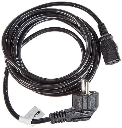 PremiumCord kpsp3 Netzkabel 230V 3m, Stromkabel mit Schutzkontakt gewinkelt auf Kaltgerätebuchse C13, IEC 320, PC Netzkabel 3 Polig, Farbe schwarz von PremiumCord