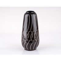 Vase Piesche Und Reif Sgraffito Keramik Vintage 50Er Mid Century Design Glanz Schwarz Beige Handarbeit P0331 von PremiumFORM
