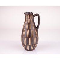 Vase Piesche Und Reif Sgraffito Keramik Vintage 50Er Mid Century Design Gold Glanz Braun Beige Henkel Metal P0202 von PremiumFORM