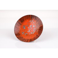 Vintage Metallschale Emaille Kupfer Mid Century Orange Türkis Schwarz 70Er Design P0093 von PremiumFORM
