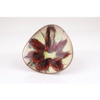 Vintage Metallschale Emaille Kupfer Mid Century Rot Gold 70Er Design P0093 von PremiumFORM