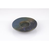Wunderschöne Studiokeramik Vase Teelicht Kerzenhalter Blau Grün Kristalle Signiert 60Er Mid Century Handarbeit P0312 von PremiumFORM