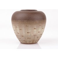 studiokeramik Vase Von Erhard Goschala Unikat Kleine Kugel Ritzdekor Mid Century 60Er P0010 von PremiumFORM