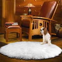 Dicker Runder Kunstfell-Akzentteppich - Plüsch-Zottel-Schaffell Weißer Teppich Akzentteppich Pelzakzente Wohnkultur von PremiumFauxFurRugs