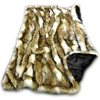 Golden Brown Coyote Stripe Decke - Premium Kunstpelz Reiche Brauntöne Und Off White Weichstes Minky Futter Golden Brown Coyote Stripe Decke - Premium Kunstpelz Reiche Brauntöne Und Off White Weichstes Minky Futter von PremiumFauxFurRugs