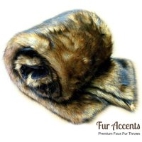Goldene Braune Grizzly Bären Haut - Wolf Decke Premium Kunstpelz Reiches Braun Fell Mit Hellbraun Unterwolle Weichstes Minky Futter von PremiumFauxFurRugs