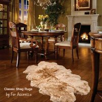 Premium Kunstpelz Teppich - Schaffell Kunstfell Quad Quatro Four Pelt Design Zottelfell Shabby Chic Fell Verstecken Überwurf von PremiumFauxFurRugs