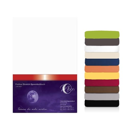 Moon Premium Frottee Spannbettlaken/Spannbetttuch (140x200-160x200, weiß) von Moon