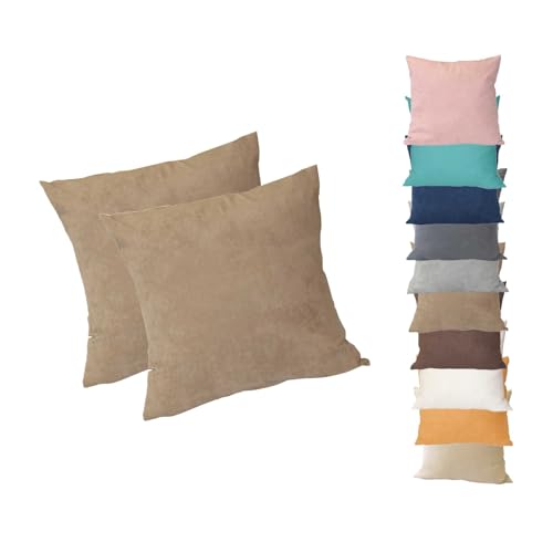 PremiumShop321 2er Pack Kissenbezug Kissenhülle 40x40 in edler Wildleder Optik Alcatraz Stein von PremiumShop321
