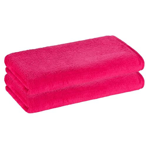 PremiumShop321 2er Pack Saunatuch 80x200 XXL Frottierserie Profi-Star 500g/m² Himbeere von PremiumShop321