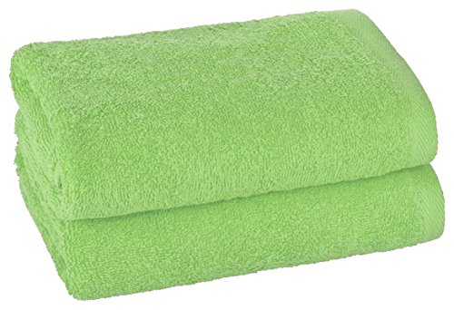 PremiumShop321 2er Set Duschtuch 70x140 cm - 500g/m² ohne Bordüre-Lime von PremiumShop321