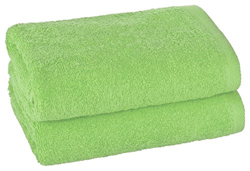 Premiumshop321 2er Set Duschtuch 70x140 cm - 500g/m² ohne Bordüre-Lime von Premiumshop321