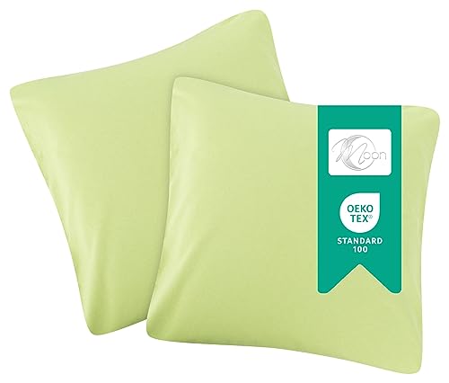 Premiumshop321 2er-Set Jersey Qualitäts Kissenbezug Kissenhülle 100% Baumwolle mit Reißverschluss in 18 Farben und 7 Größen (Kiwi, 40x40 cm) von Premiumshop321