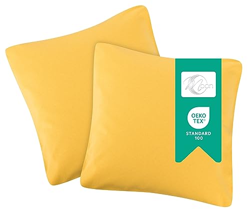 PremiumShop321 2er-Set Jersey Qualitäts Kissenbezug Kissenhülle 100% Baumwolle mit Reißverschluss in 18 Farben und 7 Größen (mais, 40x40 cm) von PremiumShop321