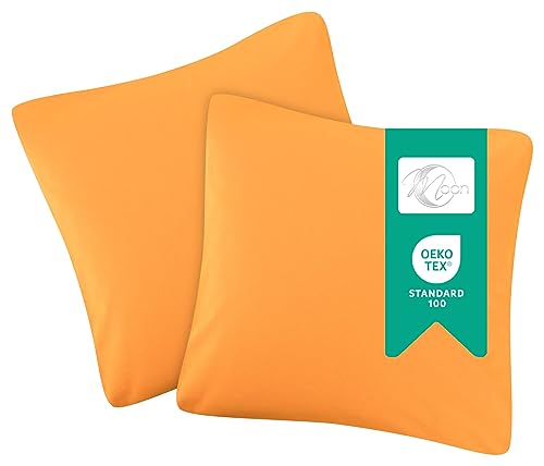 Premiumshop321 2er-Set Jersey Qualitäts Kissenbezug Kissenhülle 100% Baumwolle mit Reißverschluss in 18 Farben und 7 Größen (orange, 40x60 cm) von Premiumshop321