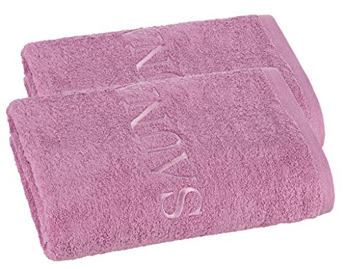 PremiumShop321 2er Set Saunatuch 70x200 cm - 500g/m² Schriftzug Sauna-Rosenholz von PremiumShop321