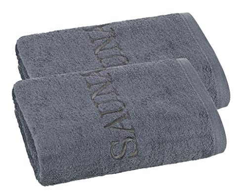 PremiumShop321 2er Set Saunatuch 70x200 cm - 500g/m² Schriftzug Sauna-anthrazit von PremiumShop321