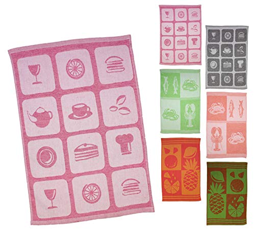 PremiumShop321 3er Pack Geschirrtuch Jaquard Design Küchentuch 50x70 Baumwolle Kochfest (Küche pink) von PremiumShop321