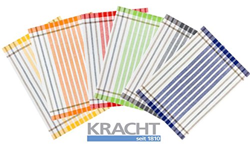 Kracht 3er Pack Halbleinen Geschirrtuch 50x70 Blockstreifen 2-910-14 gelb von KRACHT