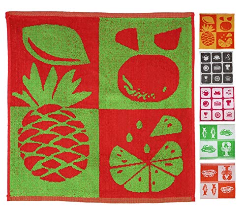 PremiumShop321 5er Pack Küchentuch Frottier Design Handtuch 50x50 Baumwolle Kochfest (Früchte rot) von PremiumShop321