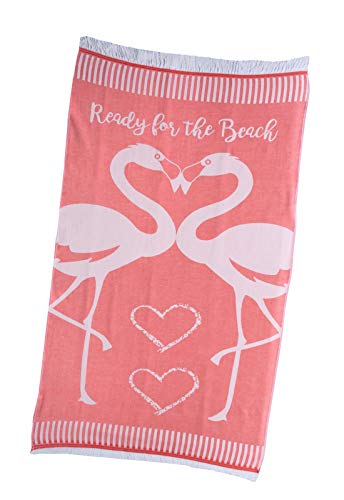 PremiumShop321 Hamamtuch Pestemal Tuch 90x170 cm mit Fransen Strandtuch Flamingo (Coral) von PremiumShop321