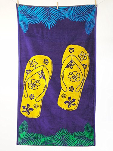 PremiumShop321 - Strandtuch aus 100% Baumwolle - 90x170 cm Frottee Qualität - hochwertiger Jacquard Druck (Flip Flop) Verschiedene Designs von PremiumShop321