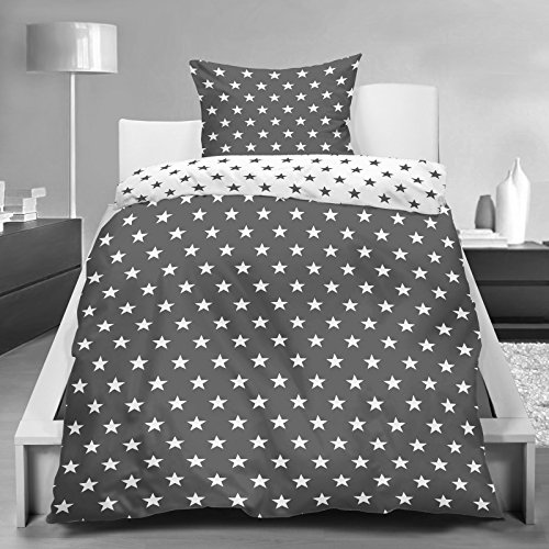 PremiumShop321 Wende Bettwäsche Stars/Sterne 135x200 / 80x80 Microfaser Reißverschluss-anthrazit PremiumShop321 Wende Bettwäsche Stars/Sterne 135x200 / 80x80 Microfaser Reißverschluss-anthrazit von PremiumShop321