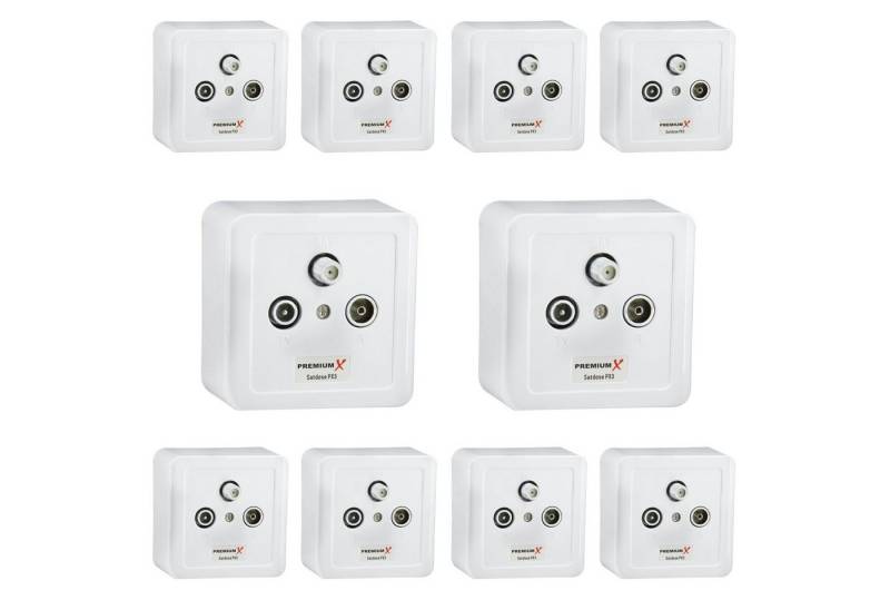 PremiumX Antennensteckdose 10x PX3 Antennendose 3-Fach Enddose Antennen-Dose Aufputz Unterputz von PremiumX